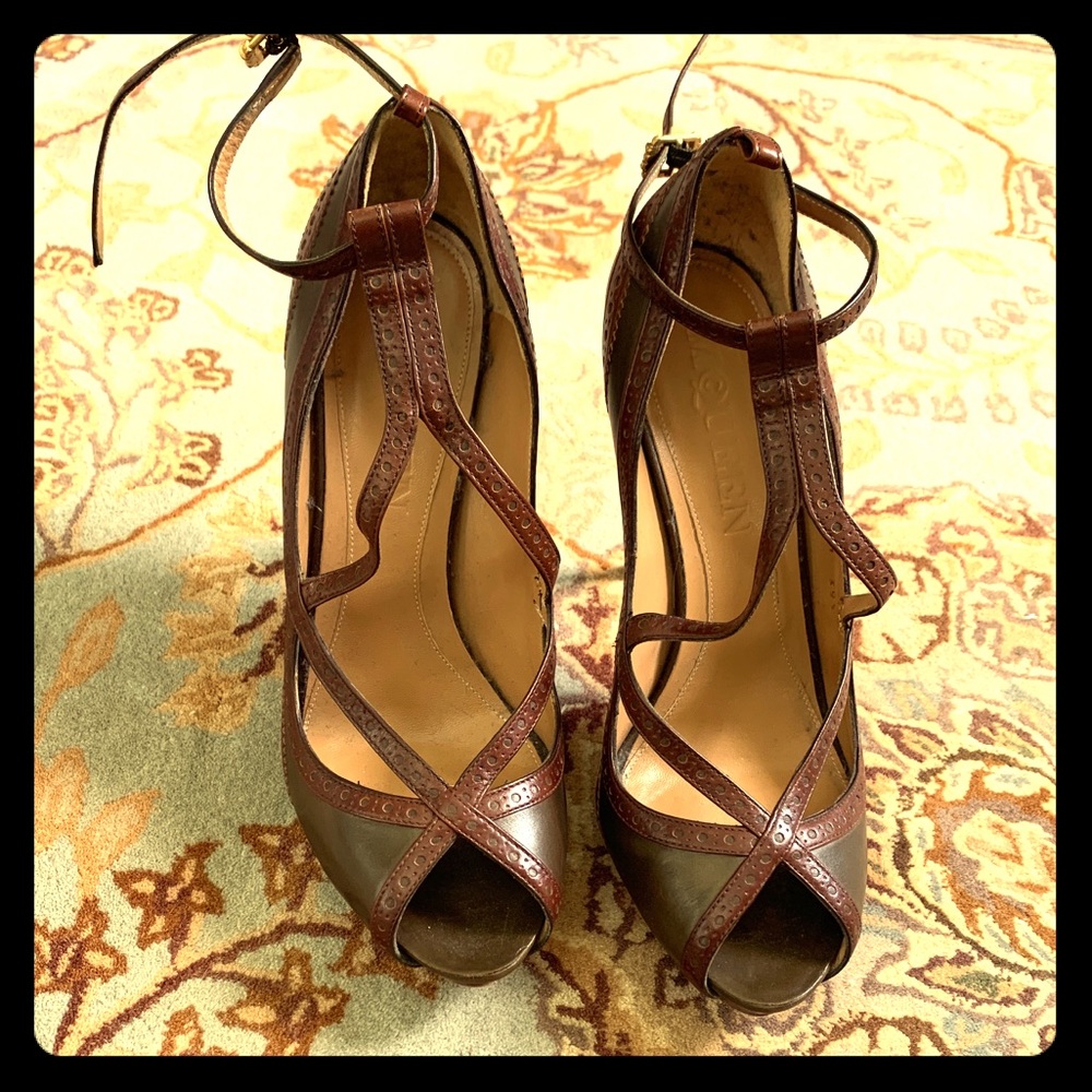 Alexander McQueen peep toe heels.